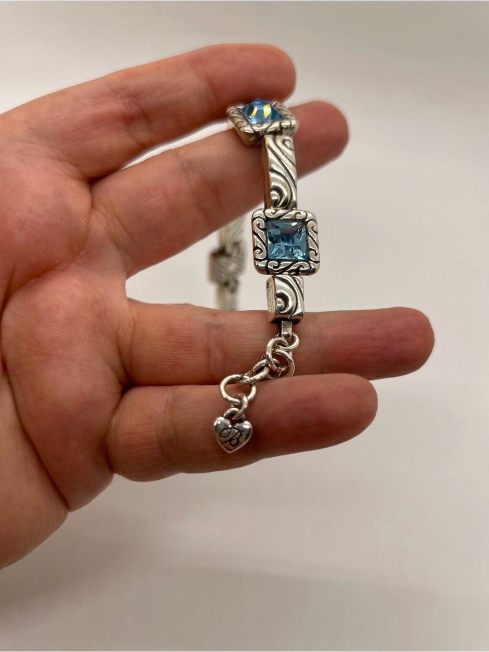 💎BRIGHTON VINTAGE ‘Regina’ Blue/Silver Swarovski Crystal Bracelet RARE/RETIRED 💎